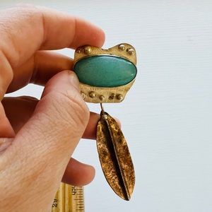 Handcrafted Silver Pendant with Leaf Design and Aqua Stone